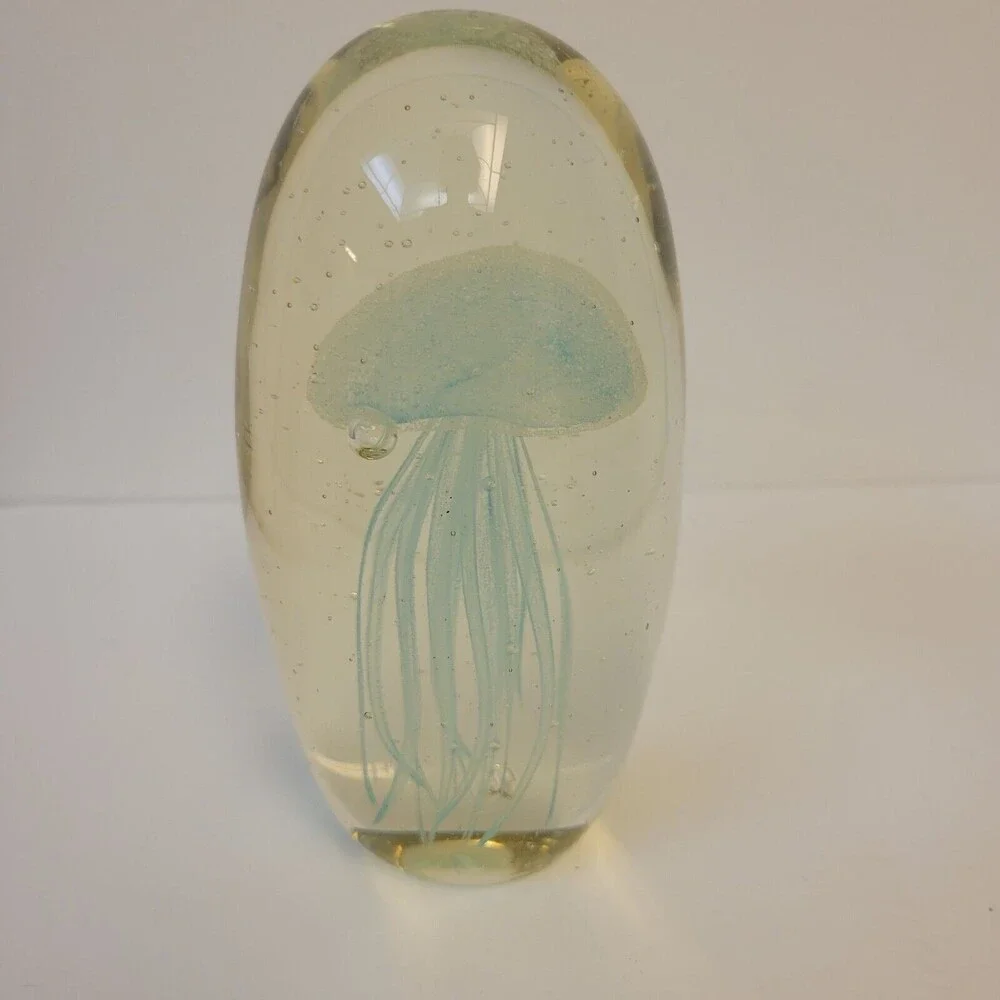 Vintage Paperweight Hand Blown Jellyfish Art Glass Paperweight